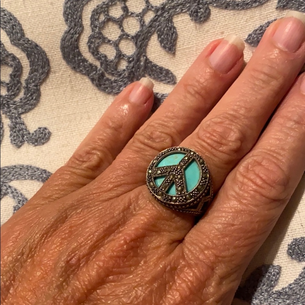 Sterling Silver and Turquoise Peace Ring